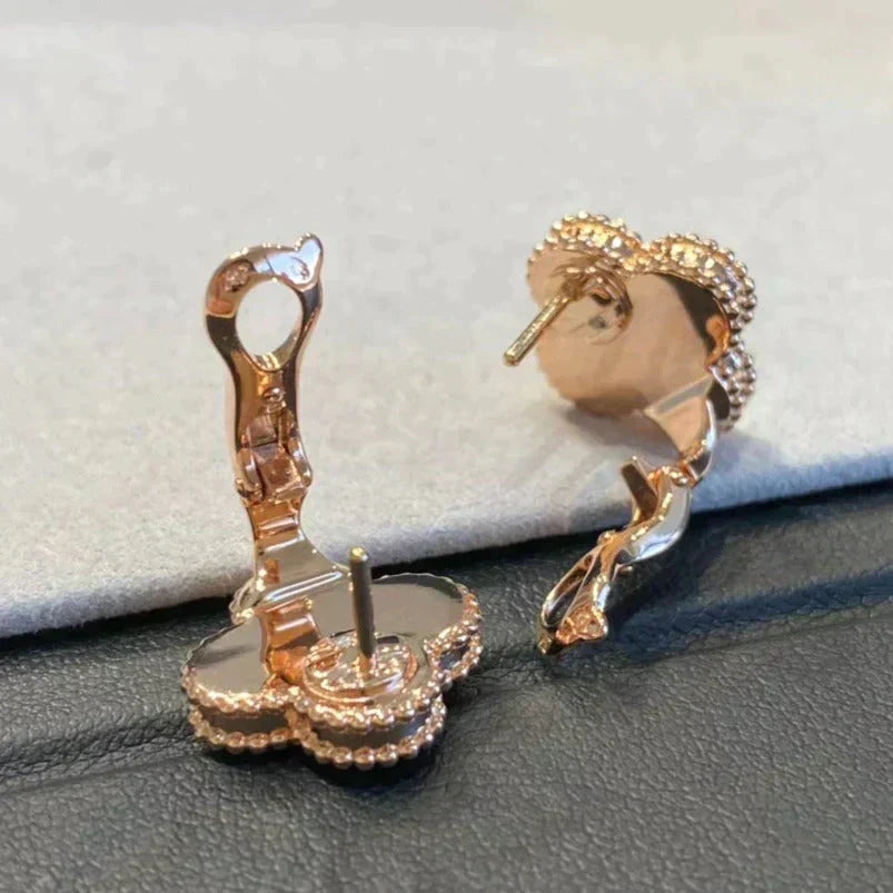 ¡®lume Jewelry¡¯CLOVER MEDIUM 1 MOTIFS GRAY MOP DIAMOND EARRINGS
