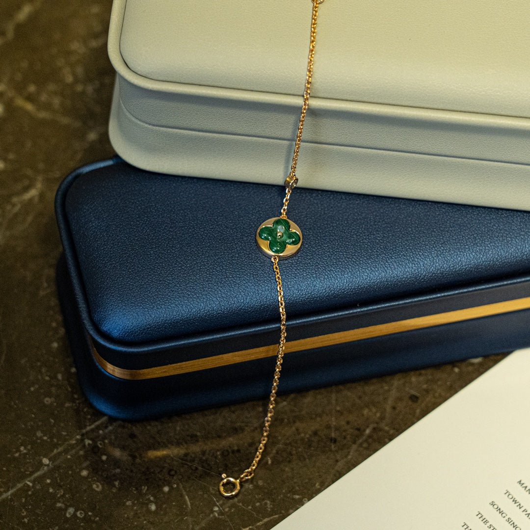 ¡®lume Jewelry¡¯SUN MALACHITE 1 DIAMOND PINK GOLD BRACELET
