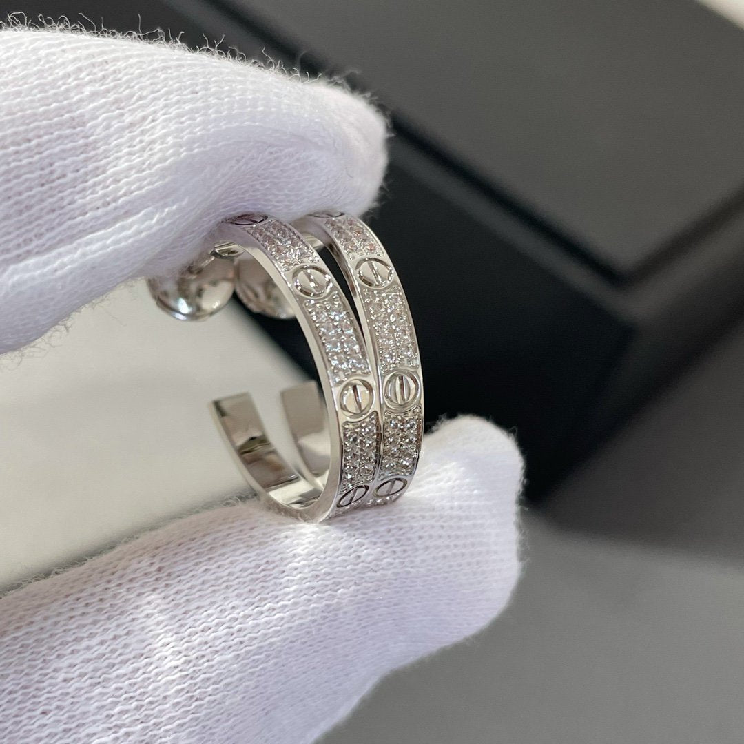 ¡®lume Jewelry¡¯LOVE DIAMOND SILVER HOOP EARRINGS