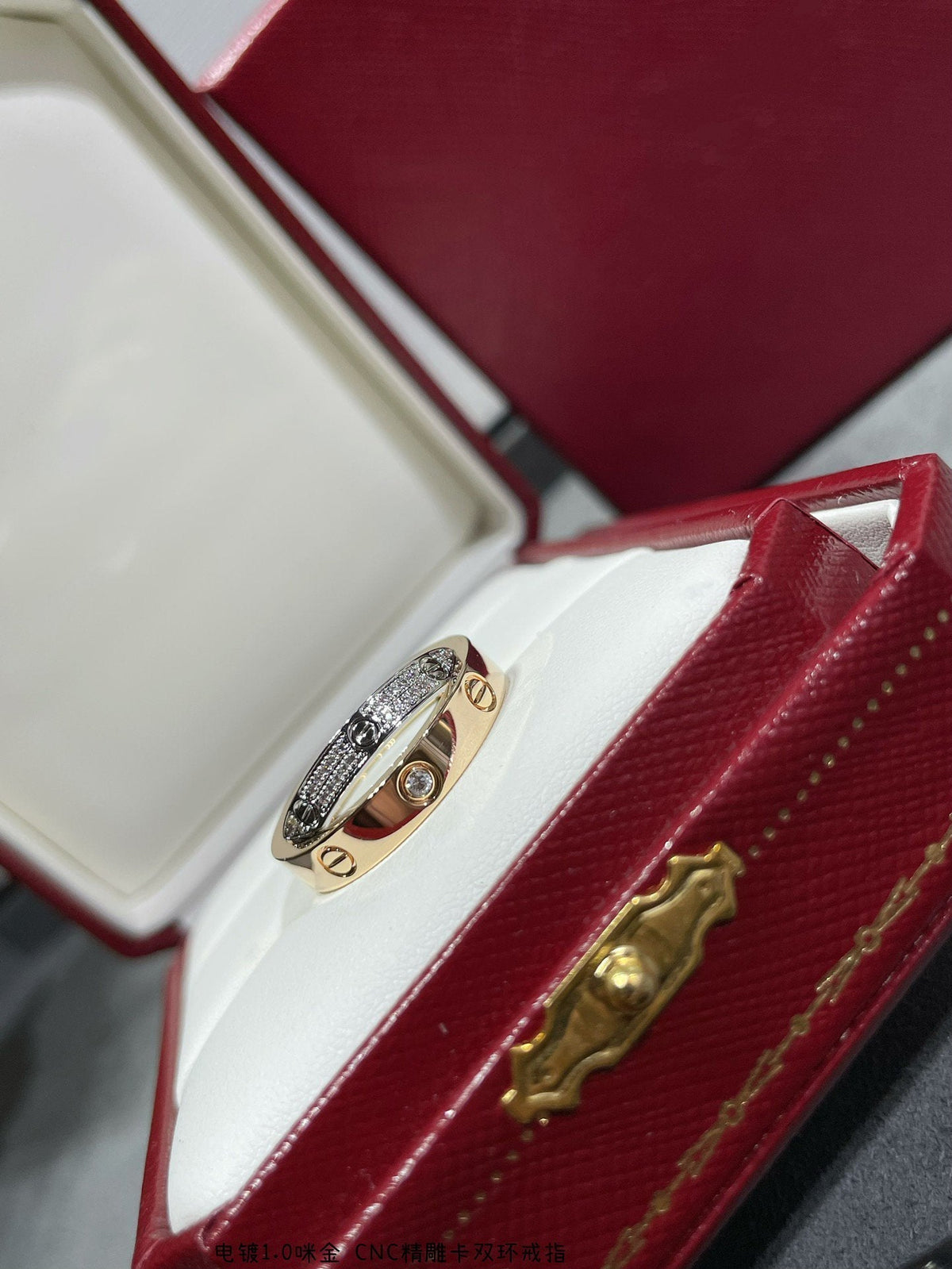 ¡®lume Jewelry¡¯LOVE PINK GOLD SILVER DIAMOND DOUBLE RING