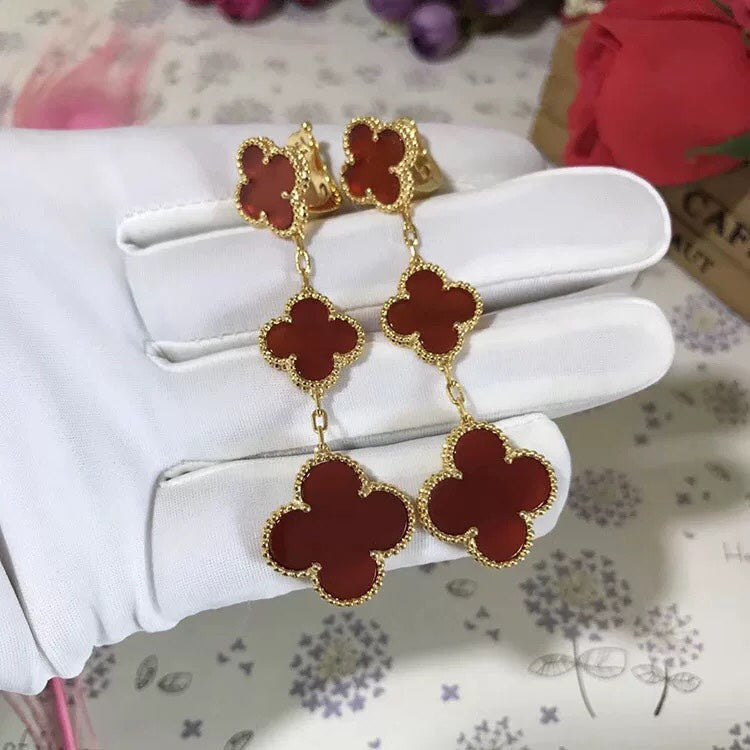 ¡®lume Jewelry¡¯CLOVER 3 MOTIF CARNELIAN DROP EARRINGS