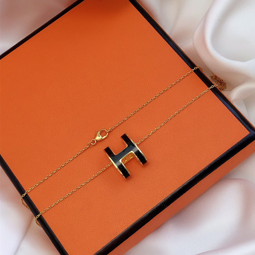 ¡®lume Jewelry¡¯HM CLIC BLACK ENAMEL GOLD NECKLACE