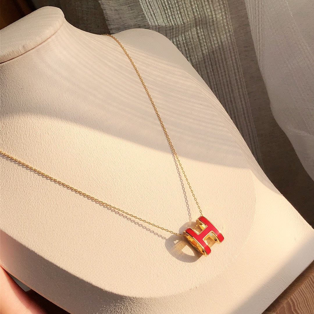 ¡®lume Jewelry¡¯HM CLIC RED ENAMEL GOLD NECKLACE