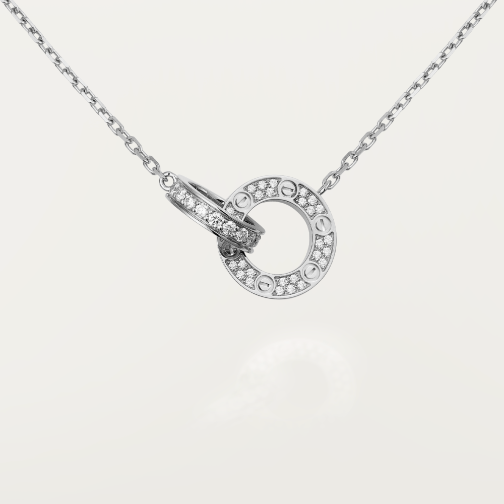 ¡®lume Jewelry¡¯LOVE 7.6MM NECKLACE ROSE GOLD AND SILVER FULL DIAMOND