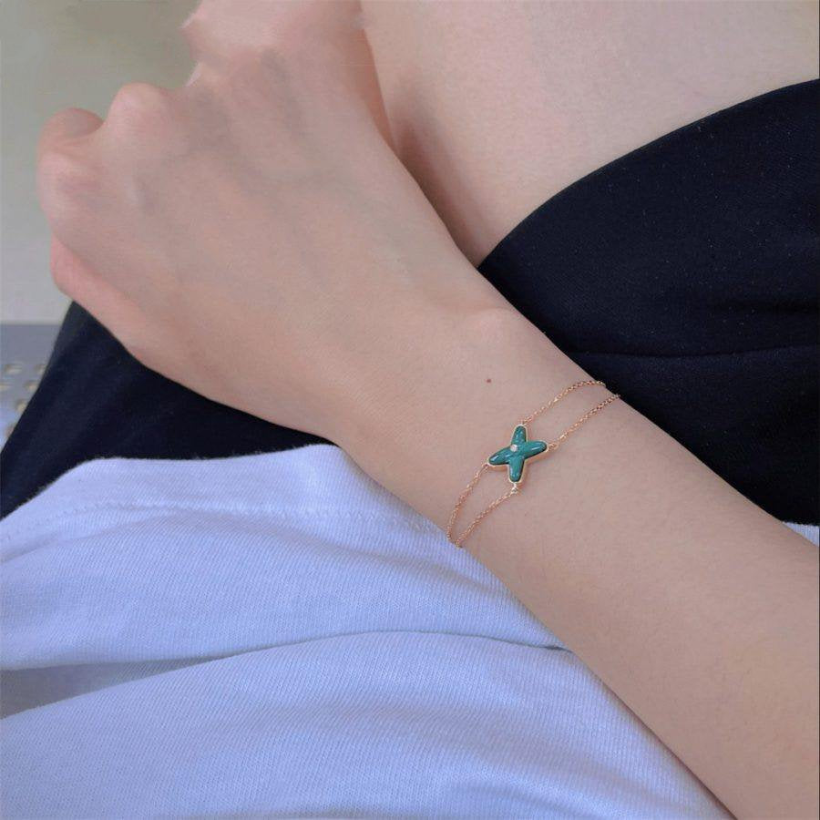 ¡®lume Jewelry¡¯JEUX BRACELET MALACHITE PINK GOLD 1 DIAMOND