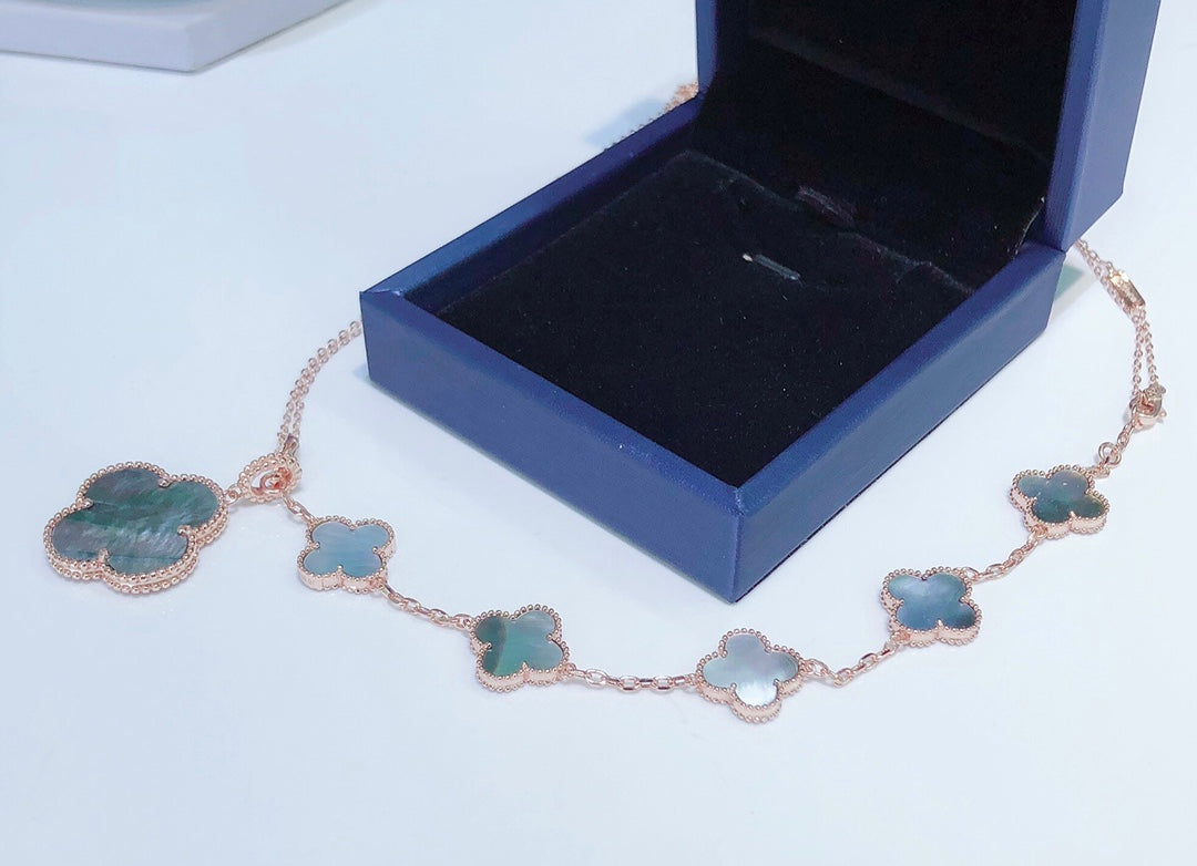¡®lume Jewelry¡¯COMBINED BRACELET 5 MOTIFS AND NECKLACE DARK MOP ROSE GOLD