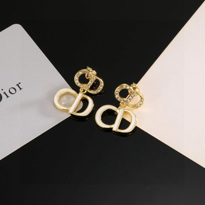 [lume Jewelry]Gold CD Letter Stud Earrings