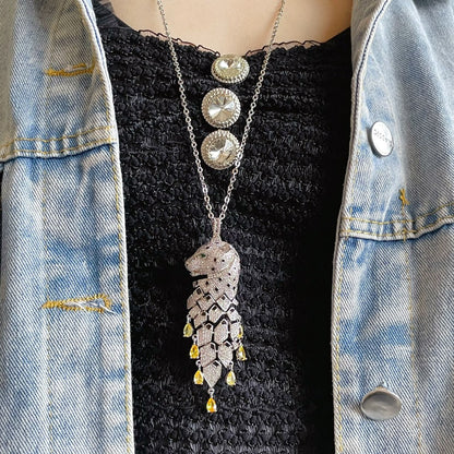 ¡®lume Jewelry¡ High Jewelry Pave Panther Tassel Necklace