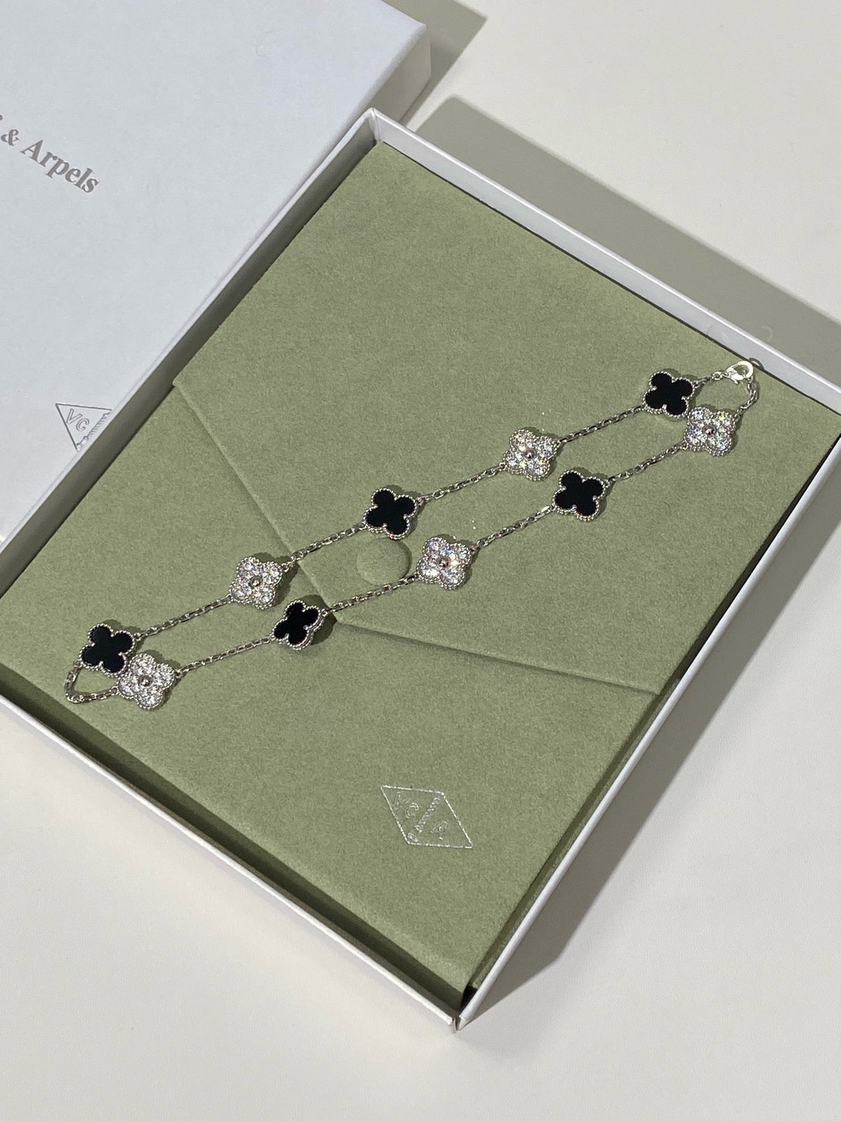 [lume Jewelry] Four-Leaf Clover Ten Elements Panda Diamond Silver Necklace