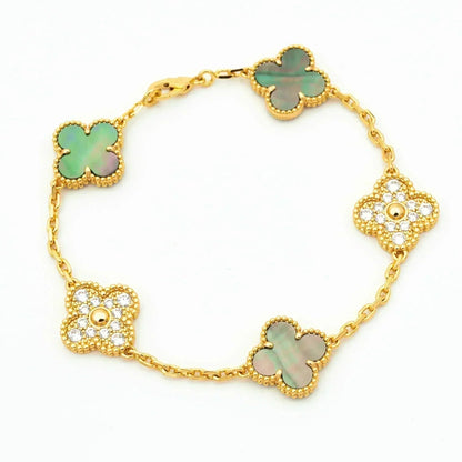 [lume Jewelry]New CLOVER 5 MOTIF GRAY MOP BRACELET COLLECTION