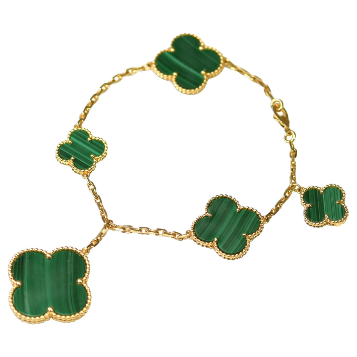 ¡®lume Jewelry¡¯MAGIC CLOVER MALACHITE GOLD BRACELET 5 MOTIFS