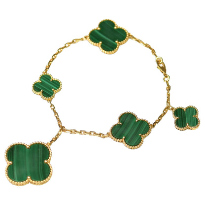 ¡®lume Jewelry¡¯MAGIC CLOVER MALACHITE GOLD BRACELET 5 MOTIFS
