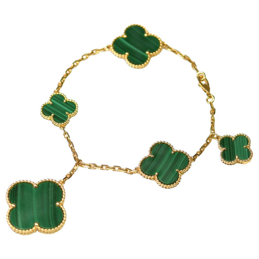 ¡®lume Jewelry¡¯MAGIC CLOVER MALACHITE GOLD BRACELET 5 MOTIFS