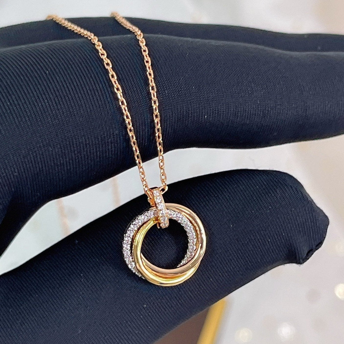 ¡®lume Jewelry¡¯TRINITY NECKLACE SILVER GOLD PINK GOLD DIAMONDS