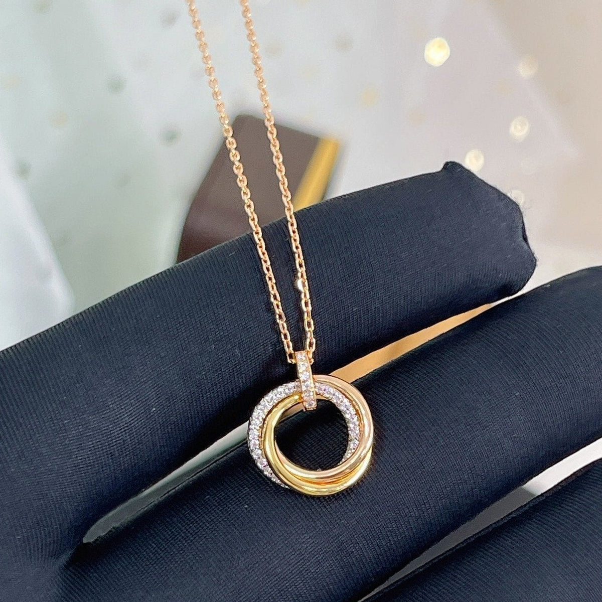 ¡®lume Jewelry¡¯TRINITY NECKLACE SILVER GOLD PINK GOLD DIAMONDS