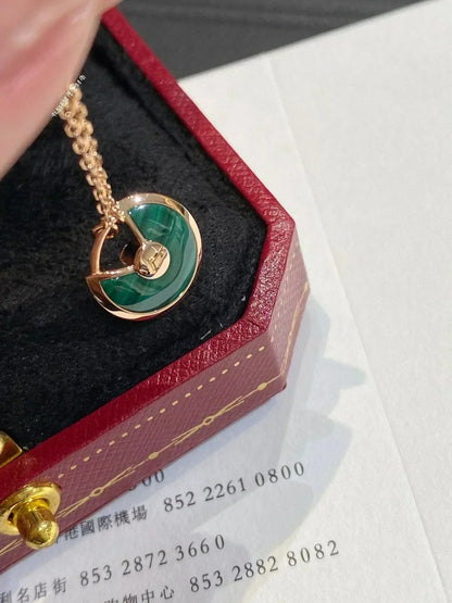 ¡®lume Jewelry¡¯AMULETTE ROSE GOLD MALACHITE NECKLACE