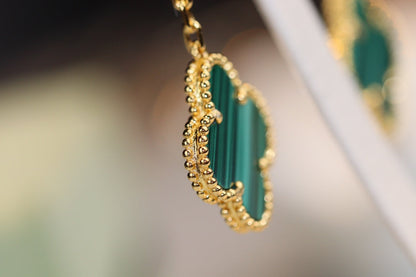 ¡®lume Jewelry¡¯CLOVER EARRINGS GOLD MALACHITE DIAMOND 3 MOTIF