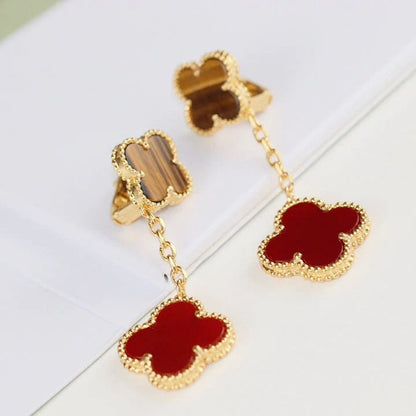¡®lume Jewelry¡¯CLOVER  2 MOTIF  TIGER EYE CARNELIAN EARRINGS
