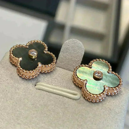 ¡®lume Jewelry¡¯CLOVER MEDIUM 1 MOTIFS GRAY MOP  DIAMOND EARRINGS