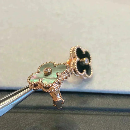¡®lume Jewelry¡¯CLOVER MEDIUM 1 MOTIFS GRAY MOP  DIAMOND EARRINGS