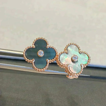 ¡®lume Jewelry¡¯CLOVER MEDIUM 1 MOTIFS GRAY MOP  DIAMOND EARRINGS