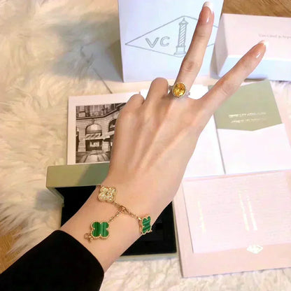 [lume Jewelry]New  CLOVER 5 MOTIF MALACHITE BRACELET COLLECTION