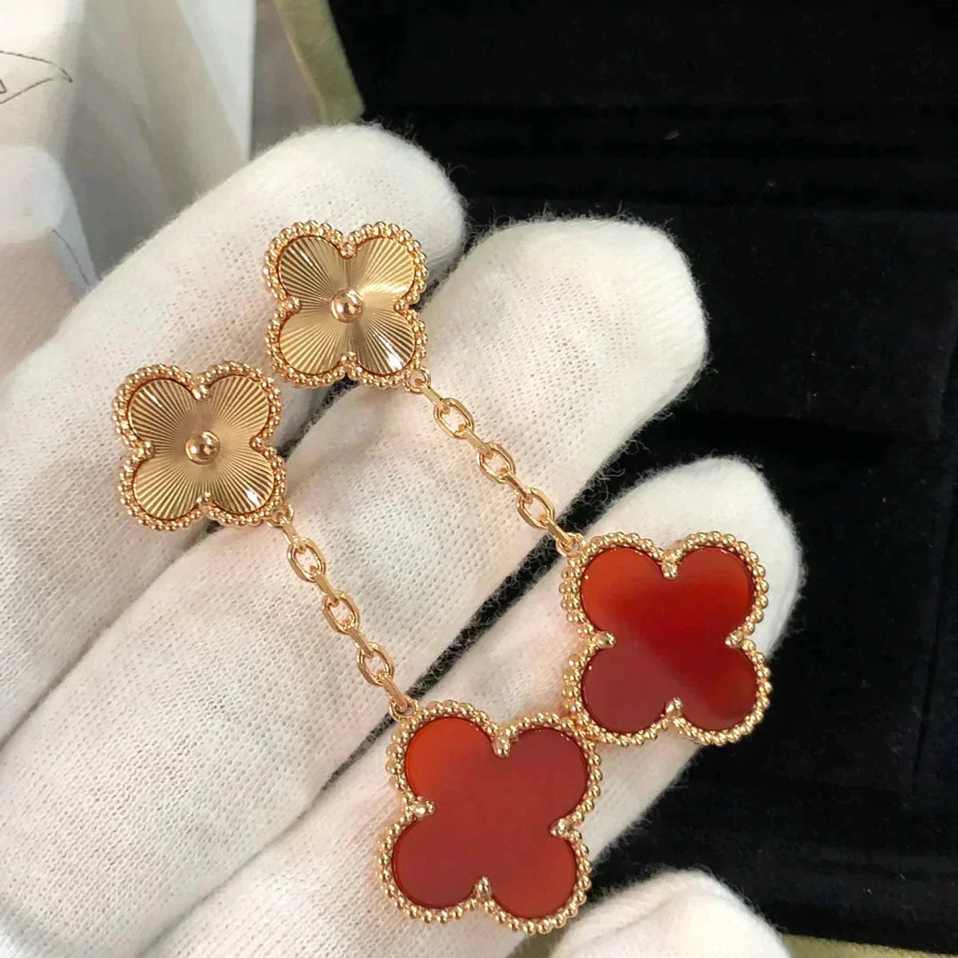 ¡®lume Jewelry¡¯CLOVER 2 MOTIF  LASER CARNELIAN EARRINGS