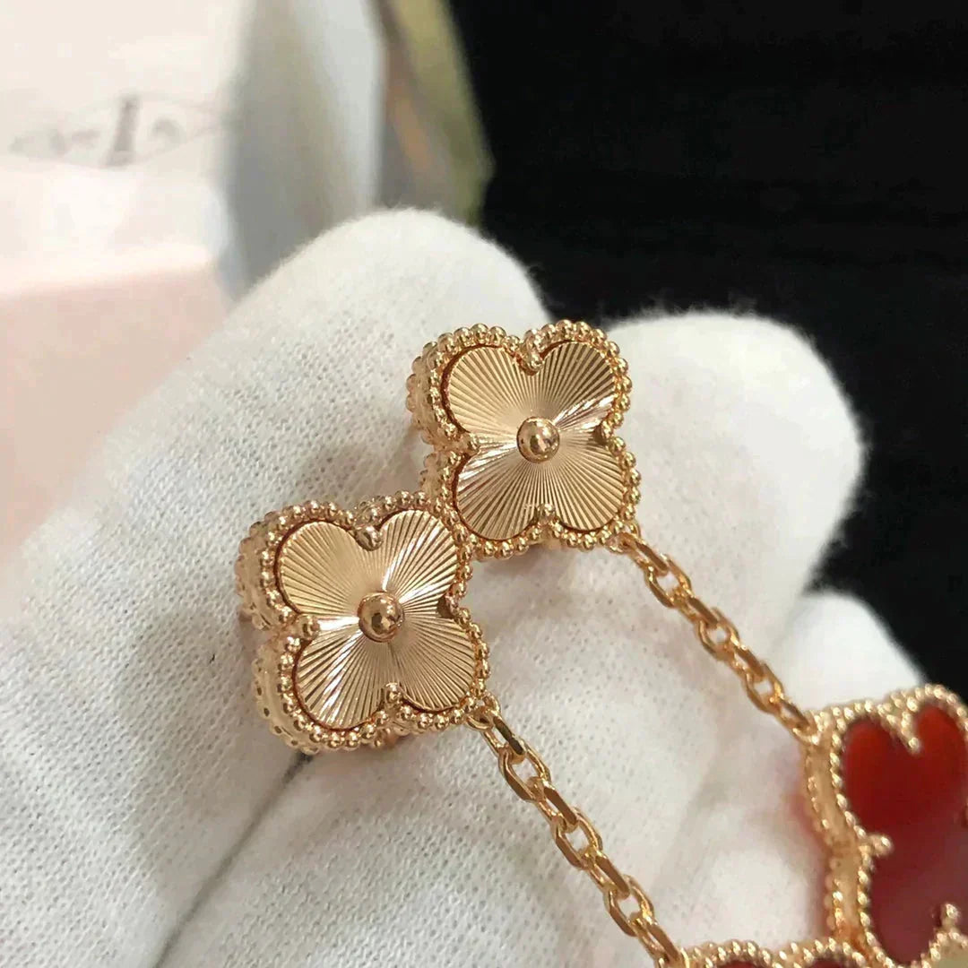 ¡®lume Jewelry¡¯CLOVER 2 MOTIF  LASER CARNELIAN EARRINGS