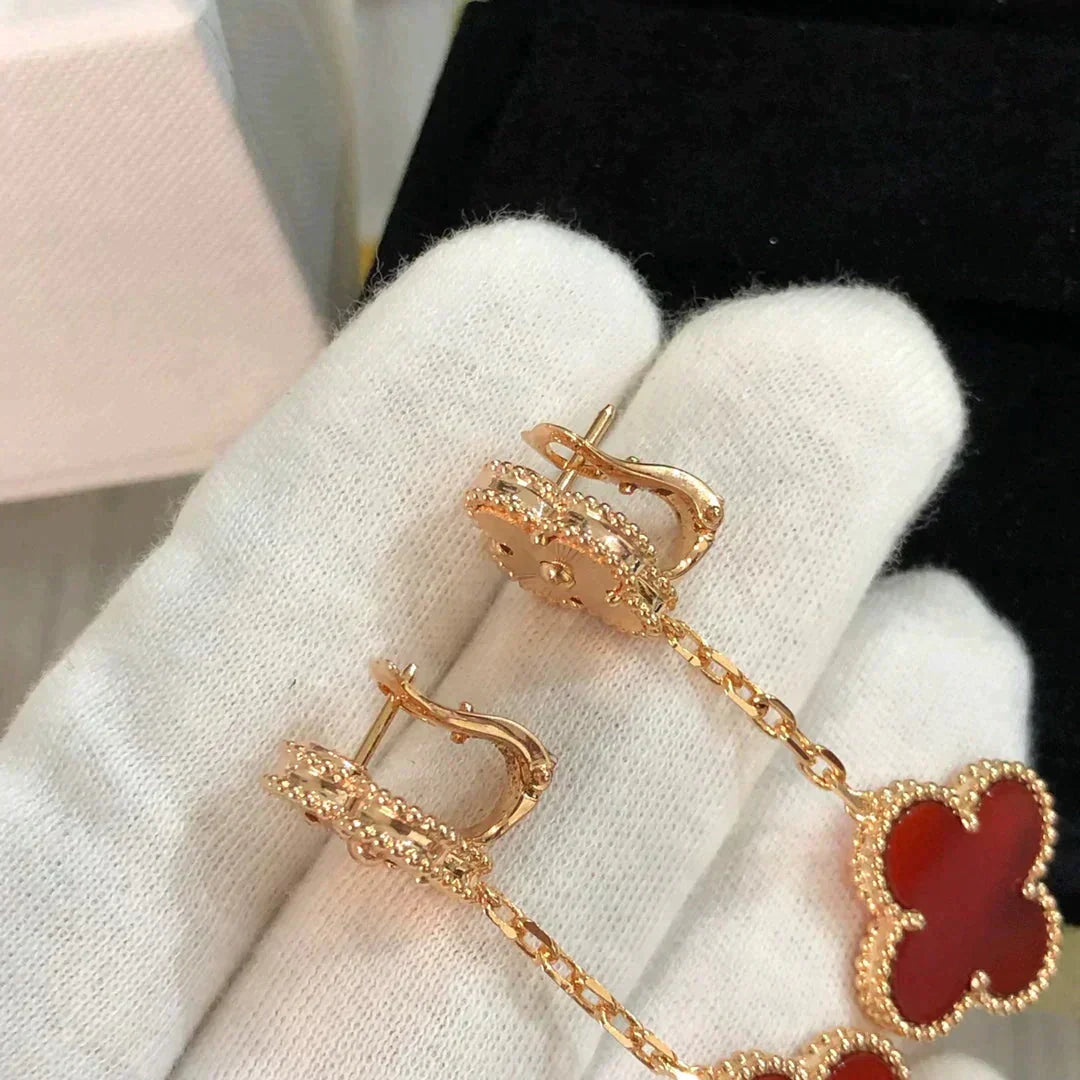 ¡®lume Jewelry¡¯CLOVER 2 MOTIF  LASER CARNELIAN EARRINGS
