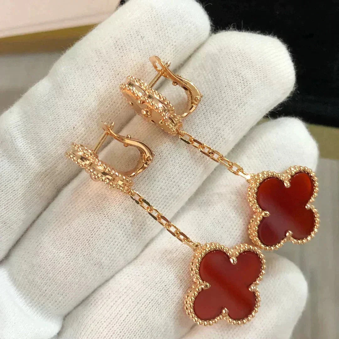 ¡®lume Jewelry¡¯CLOVER 2 MOTIF  LASER CARNELIAN EARRINGS