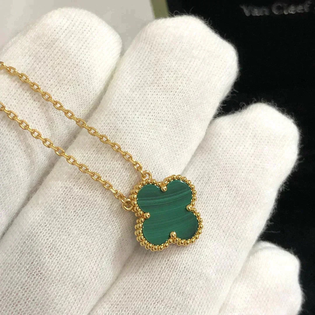 ¡®lume Jewelry¡¯CLOVER 15MM MALACHITE SINGLE FLOWER  NECKLACE