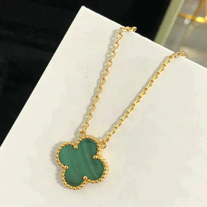 ¡®lume Jewelry¡¯CLOVER 15MM MALACHITE SINGLE FLOWER  NECKLACE