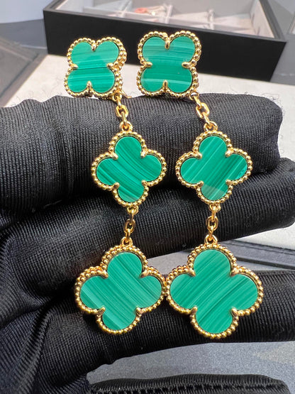 ¡®lume Jewelry¡¯CLOVER MALACHITE 3 MOTIFS GOLD