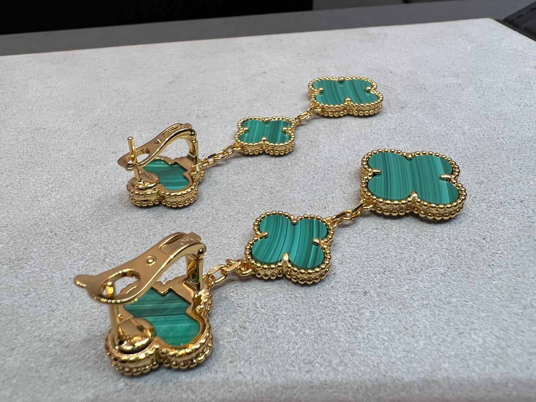 ¡®lume Jewelry¡¯CLOVER MALACHITE 3 MOTIFS GOLD