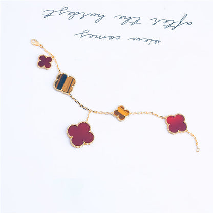¡®lume Jewelry¡¯CLOVER BRACELET 5 MOTIFS CARNELIAN TIGER EYE