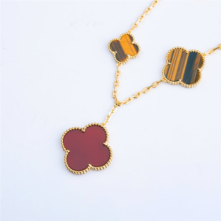 ¡®lume Jewelry¡¯CLOVER BRACELET 5 MOTIFS CARNELIAN TIGER EYE