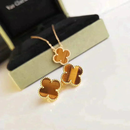 ¡®lume Jewelry¡¯CLOVER MEDIUM 1 MOTIFS TIGER EYE EARRINGS