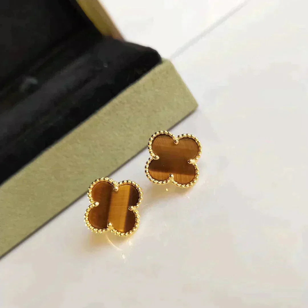 ¡®lume Jewelry¡¯CLOVER MEDIUM 1 MOTIFS TIGER EYE EARRINGS
