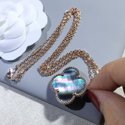 ¡®lume Jewelry¡¯CLOVER 25MM GOLD DARK MOP BIG CLOVER NECKLACE