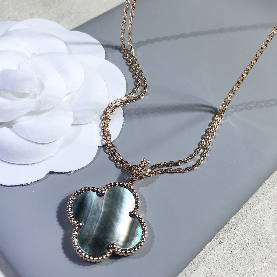 ¡®lume Jewelry¡¯CLOVER 25MM GOLD DARK MOP BIG CLOVER NECKLACE