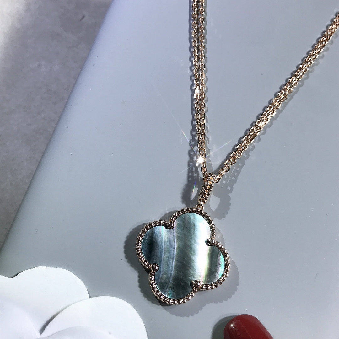 ¡®lume Jewelry¡¯CLOVER 25MM GOLD DARK MOP BIG CLOVER NECKLACE