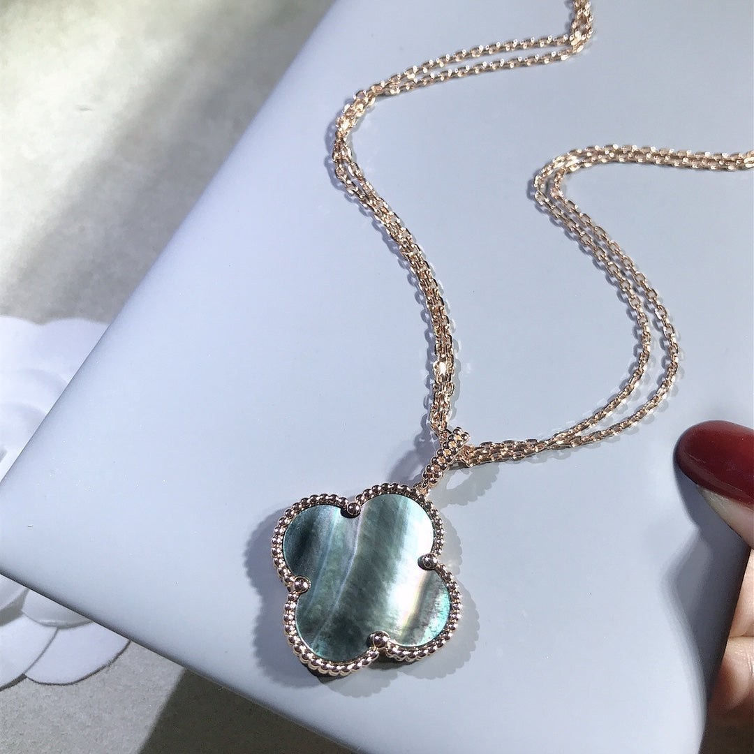 ¡®lume Jewelry¡¯CLOVER 25MM GOLD DARK MOP BIG CLOVER NECKLACE