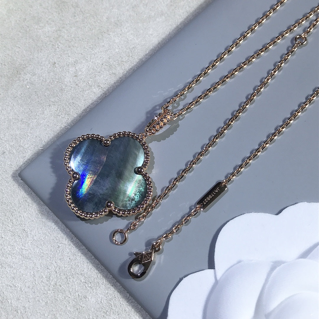 ¡®lume Jewelry¡¯CLOVER 25MM GOLD DARK MOP BIG CLOVER NECKLACE
