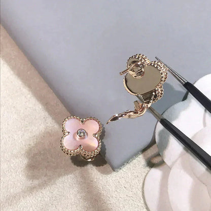 ¡®lume Jewelry¡¯CLOVER MEDIUM 1 MOTIFS  PINK MOP DIAMOND EARRINGS