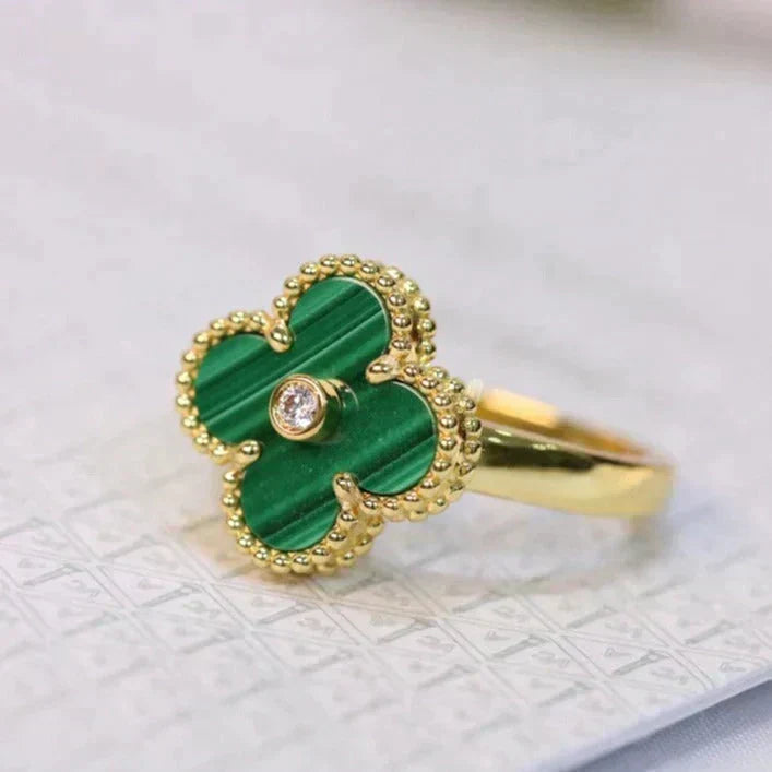 ¡®lume Jewelry¡¯CLOVER MALACHITE RING GOLD DIAMOND