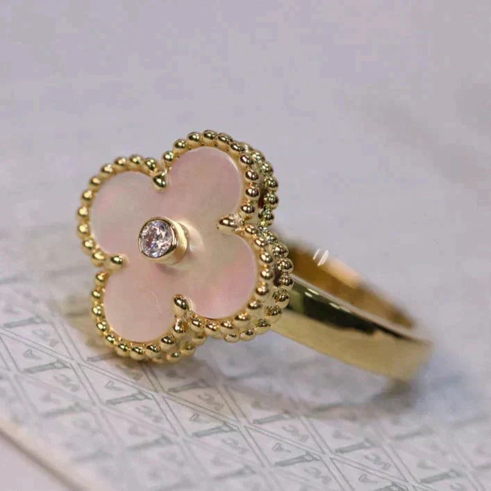 ¡®lume Jewelry¡¯CLOVER PINK MOP RING GOLD DIAMOND