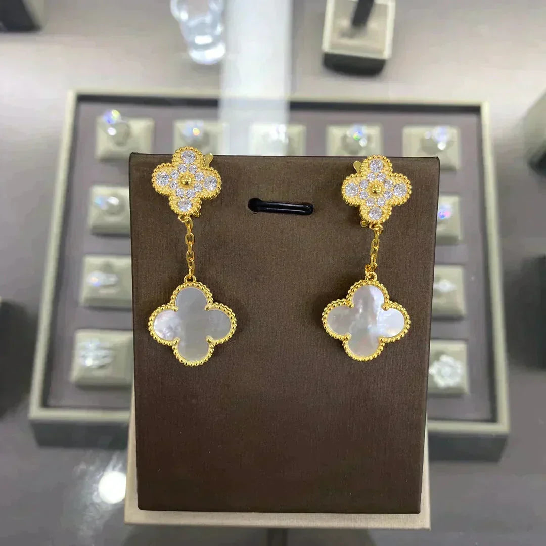 ¡®lume Jewelry¡¯CLOVER  2 MOTIFS  DIAMOND  EARRINGS (MULTIPLE CHOICESç´