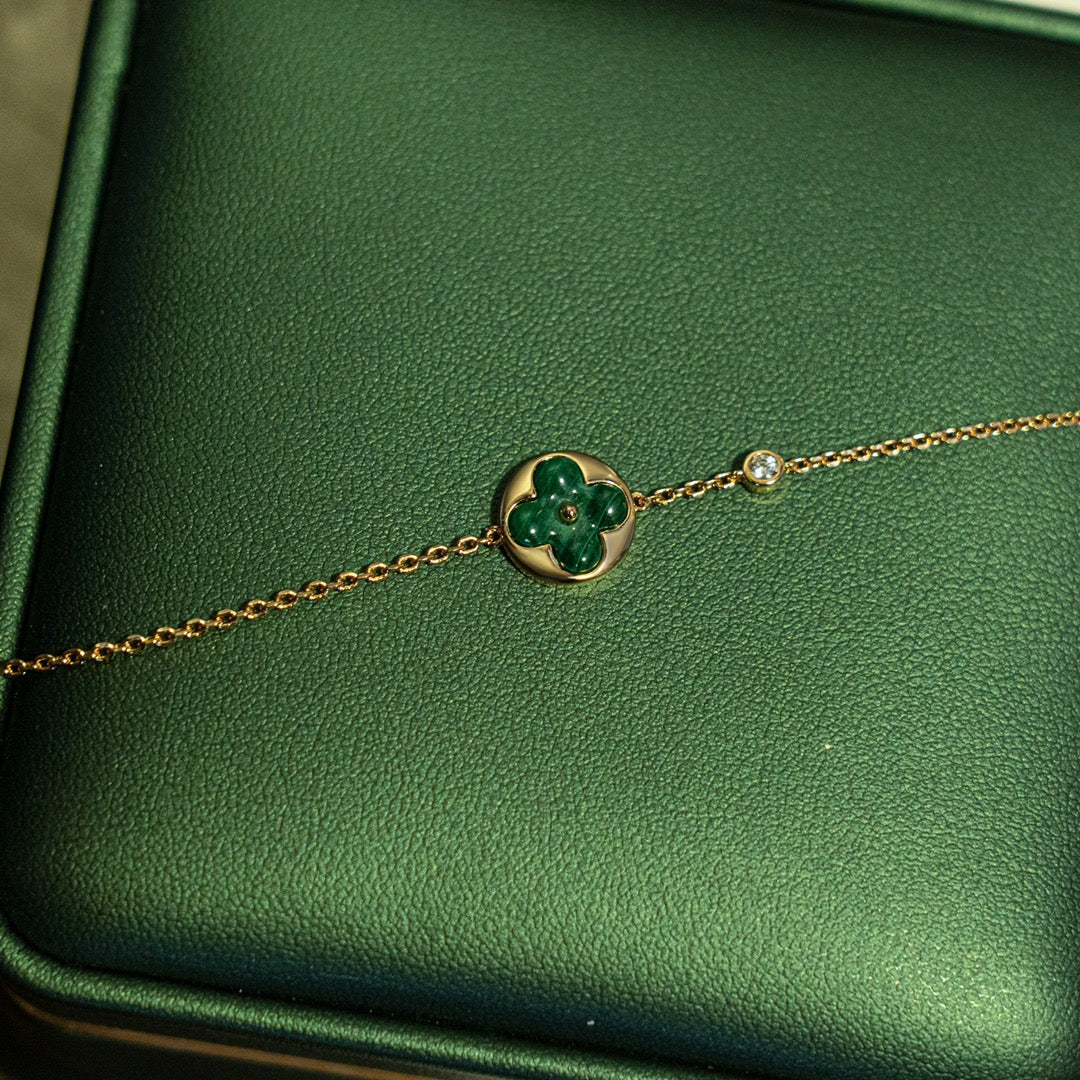 ¡®lume Jewelry¡¯SUN MALACHITE 1 DIAMOND PINK GOLD BRACELET