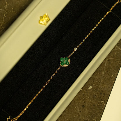 ¡®lume Jewelry¡¯SUN MALACHITE 1 DIAMOND PINK GOLD BRACELET