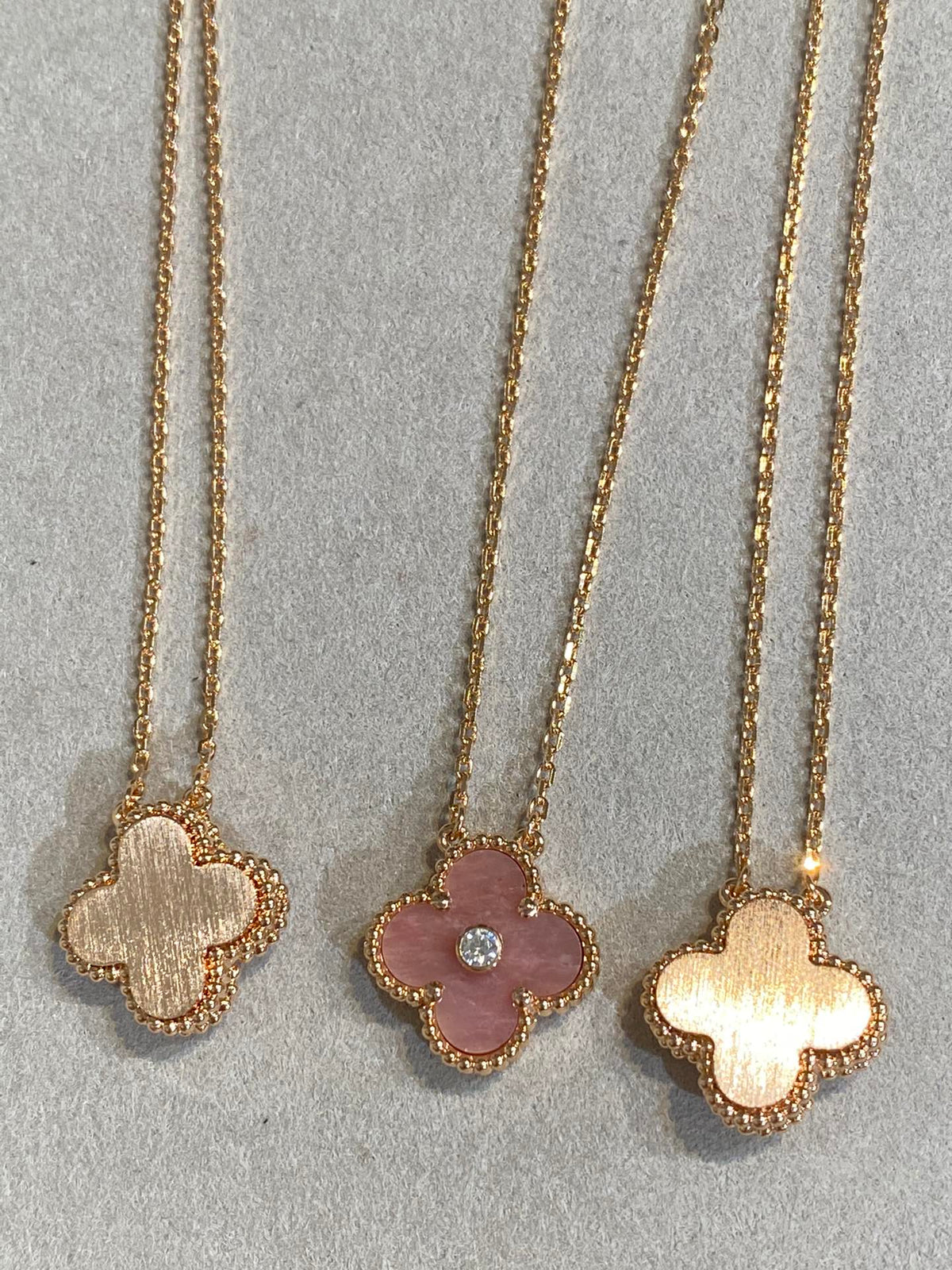 ¡®lume Jewelry¡¯CLOVER 15MM DIAMOND RHODONITE NECKLACE